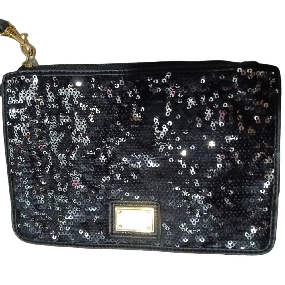 Calven Klein Top Handle Pouch Purse Black Pre-Owned